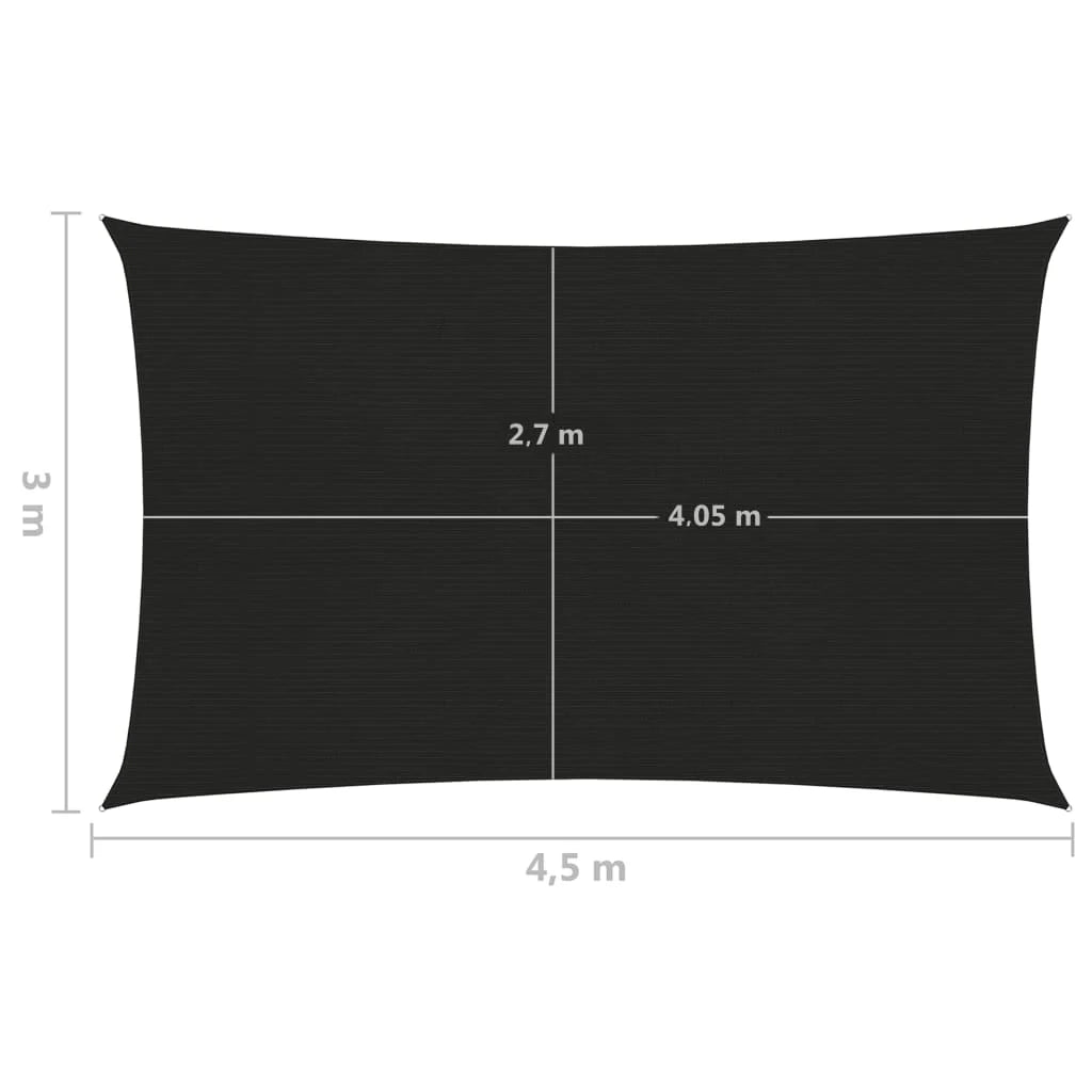 Vela ombreggiante/ombrellone 160 g/m² 3 x 4,5 m HDPE nero 02_0009204