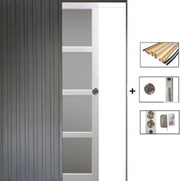 Porta scorrevole Tana bianca larghezza 63 con sistema di galandage + kit finitura incluso