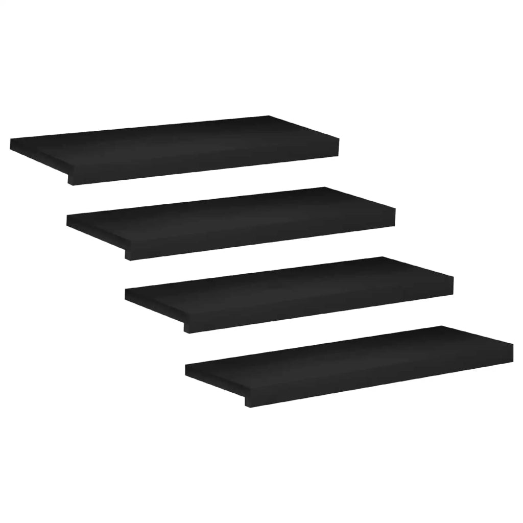 Tappeti per scale 4 pz 80 x 25 x 2 cm Nero 3446245