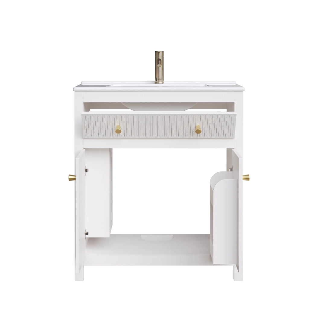 Mobile Sottolavabo con Lavabo ¨C MINIMAL ¨C Bianco, 1 Cassetto + 1 Porta, 81x46.5 cm