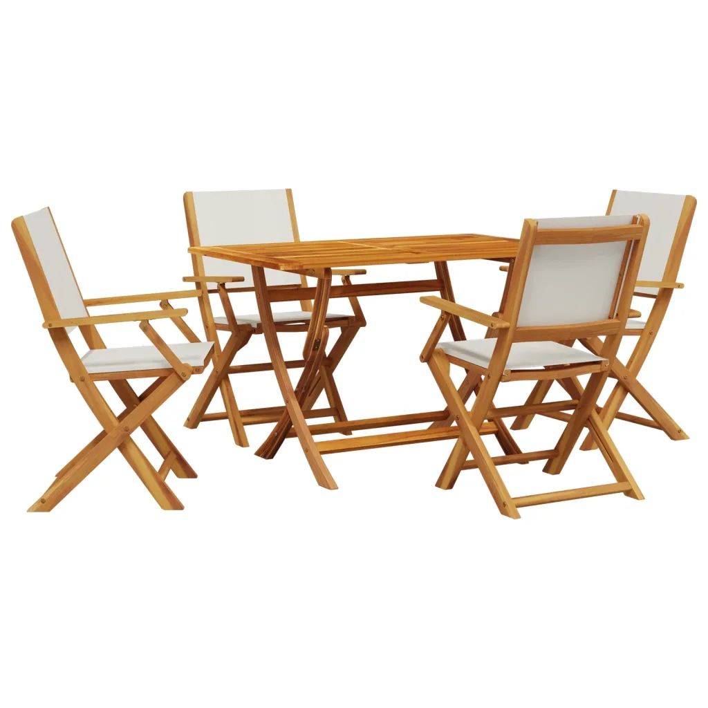 Set Pranzo da Giardino 5pz Crema in Tessuto e Legno Massello 3281700