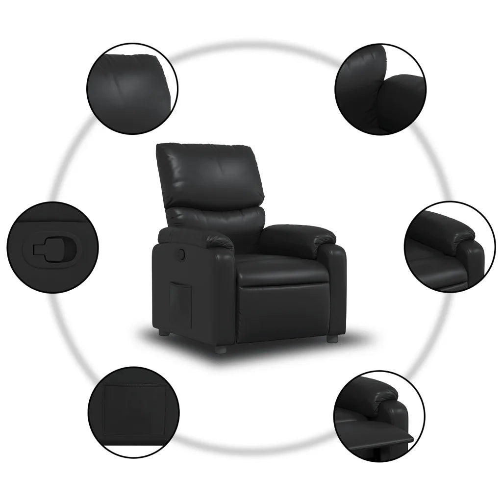 Divano Sedia-Poltrona Reclinabile Nera in Similpelle 393969