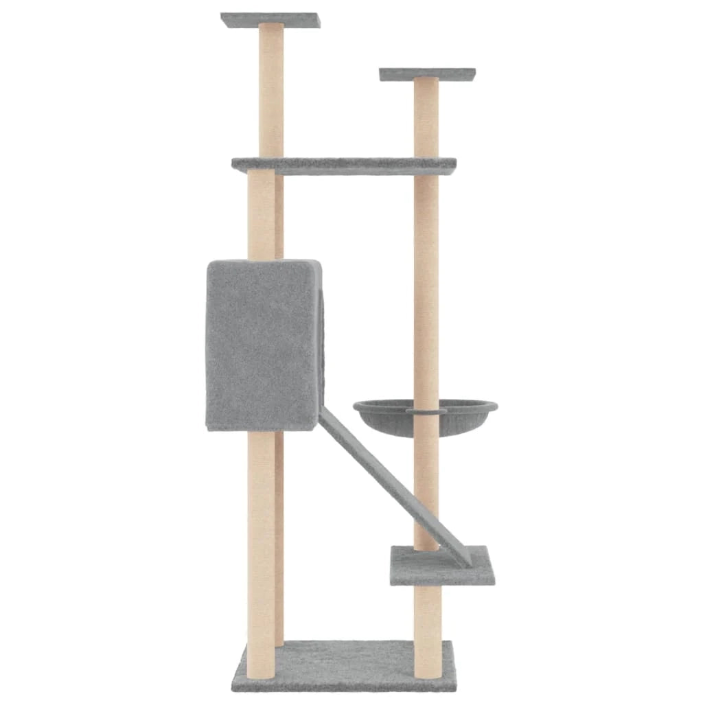 Tiragraffi per gatti torre per arrampicata giocattolo piattaforma per arrampicata con tiragraffi in sisal leggero 153 cm grigio 02_0022577