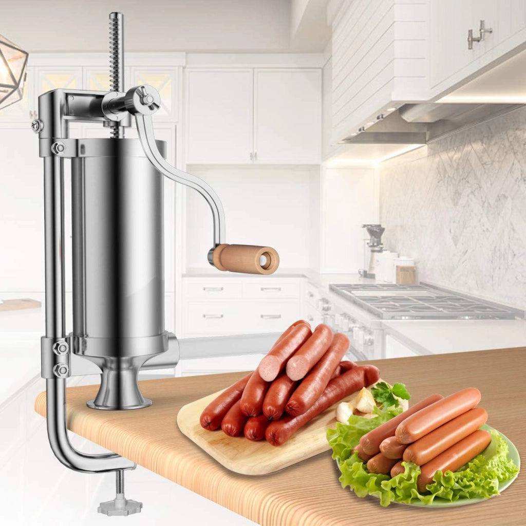 2,5 KG Insaccatrice per Salsiccia, Macchina per la Produzione di Salsicce, Insaccatrice Manuale per Uso Domestico, Salsicce Siringa con 4 Tubi di Riempimento