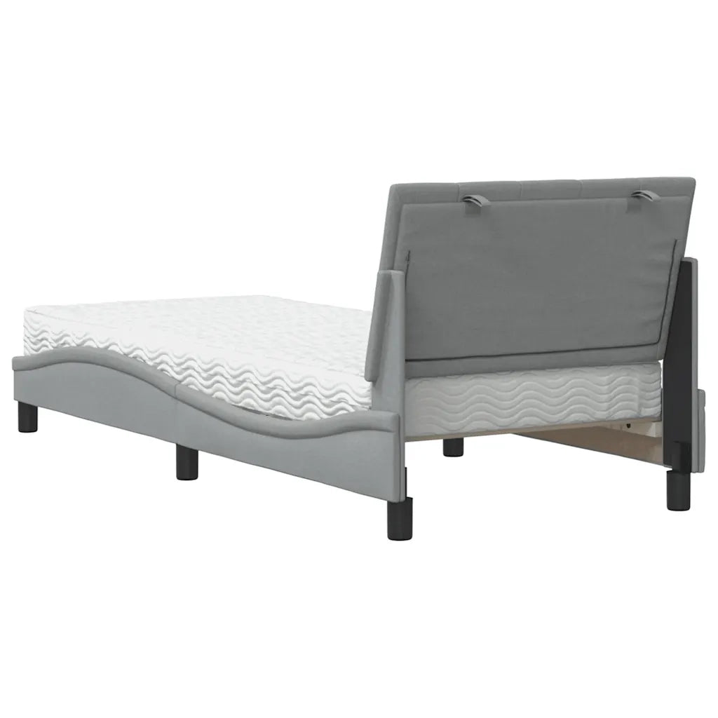 Letto con Materasso-Struttura Letto con Materasso Hanko Grigio Chiaro 90x190 cm in Tessuto