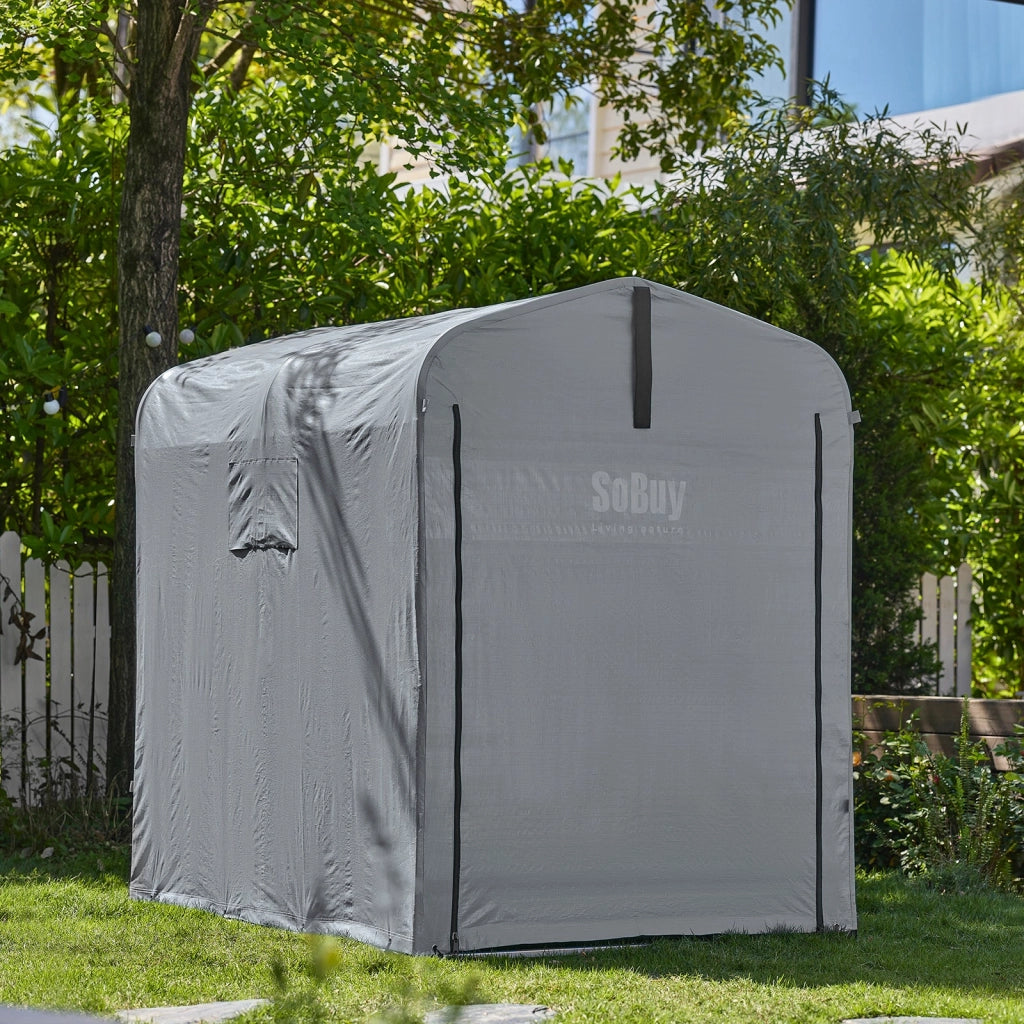 Sobuy Garage Auto per Esterno Tenda per Bicicletta Box Moto Impermeabile Tendone per Auto Moto e Attrezzi Capanno da Giardino e Ripostiglio da Esterno Grigio 120x176x163 cm KLS11-DG