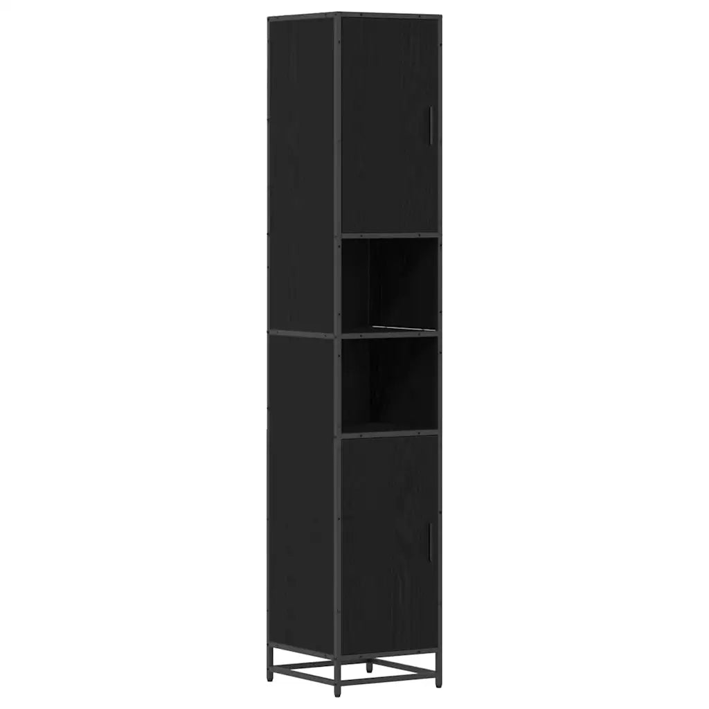 Set di mobili per il bagno 4 pcs Rovere Nero Legno multistrato