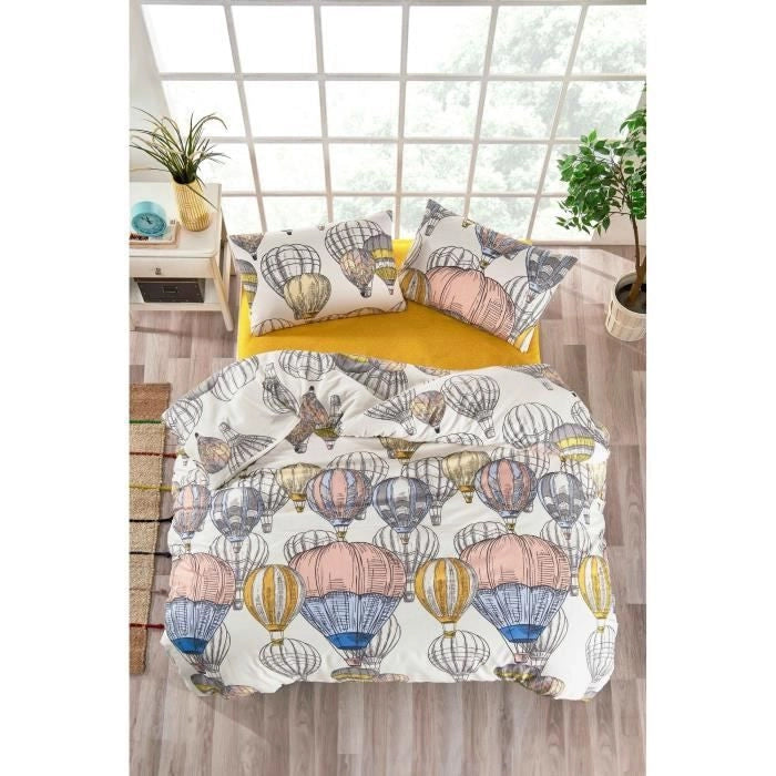 Completo letto - 1 copripiumino 220 x 240 cm + 2 federe 60 x 60 cm - 100% cotone rinforzato - Senape