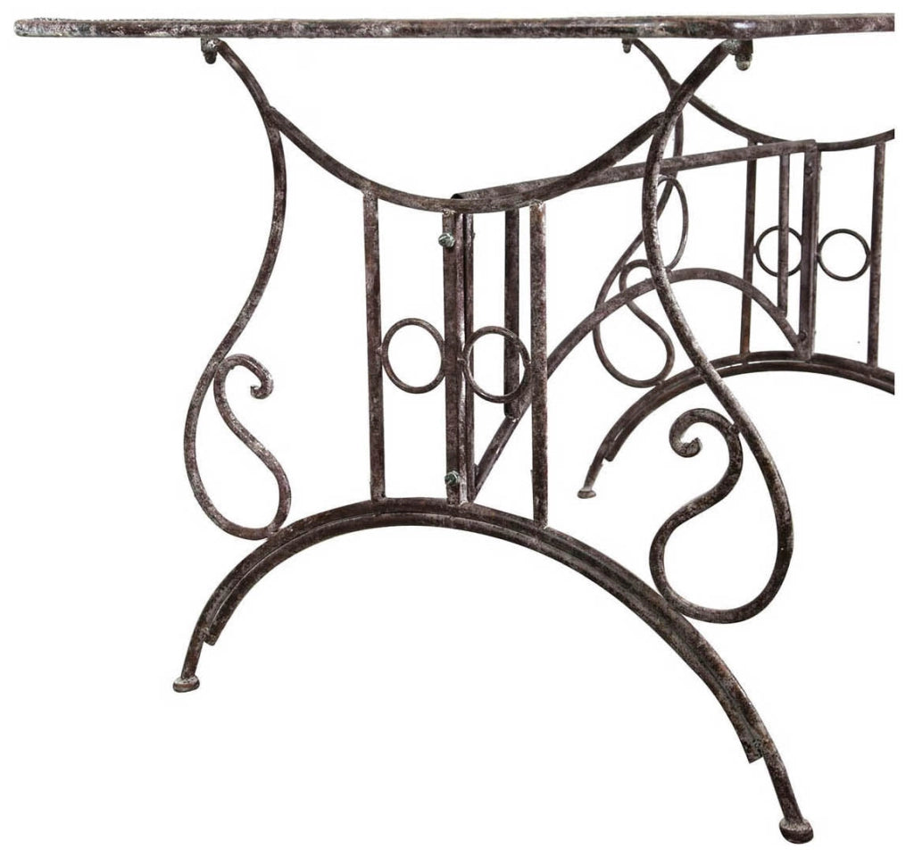 Biscottini Tavolo in ferro battuto smontabile finitura ruggine anticata 150x80x77 cm