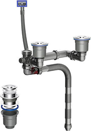 Sifon per bidet e lavandino doppio, diametro 110 mm, impianto di scarico, set di tubi, impermeabile e dispositivo di allarme allagamento, tubo regolabile. Adatto per tubi di scarico Φ 40/50 mm.
