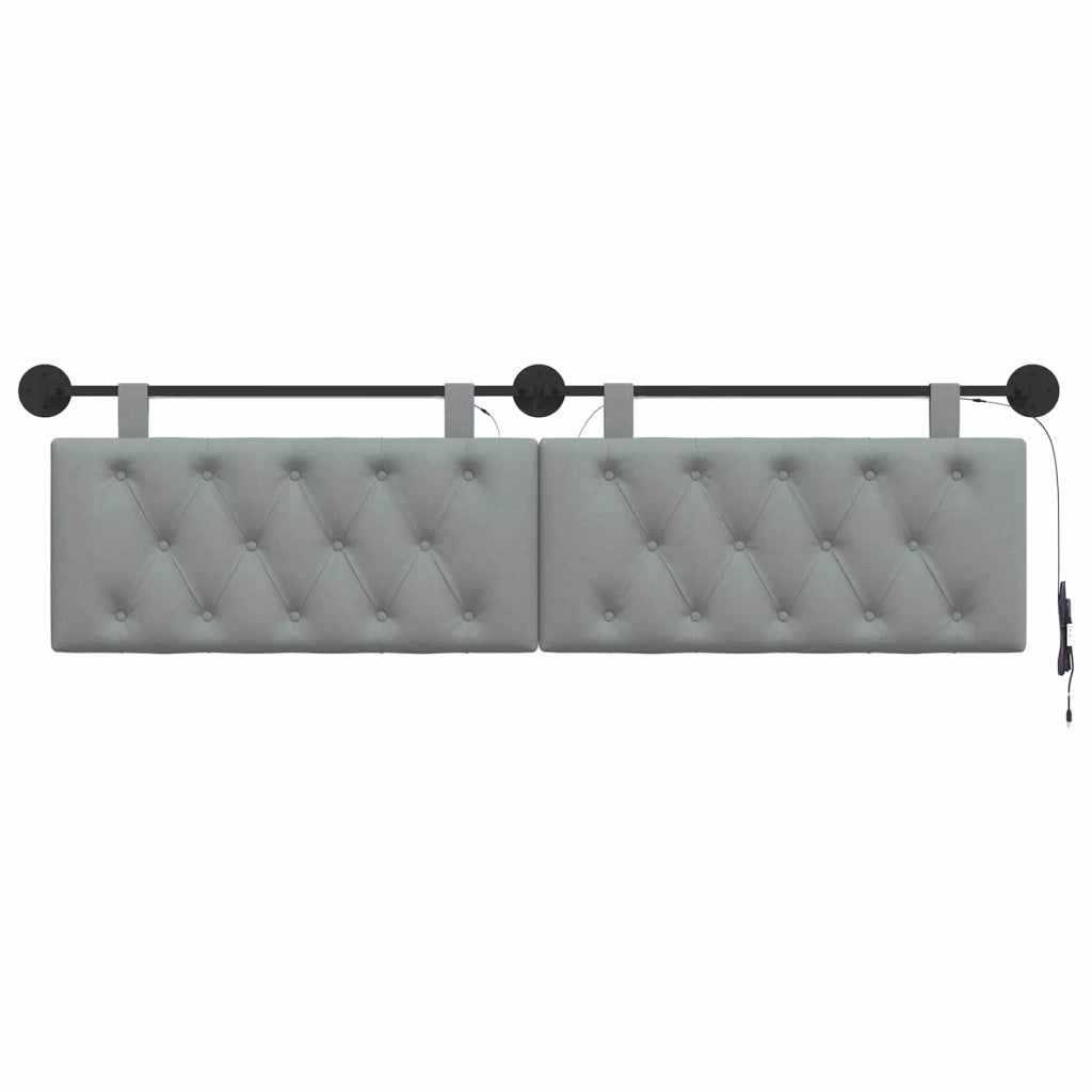 Testiera sospesa Con luce LED Grigio Chiaro Tessuto