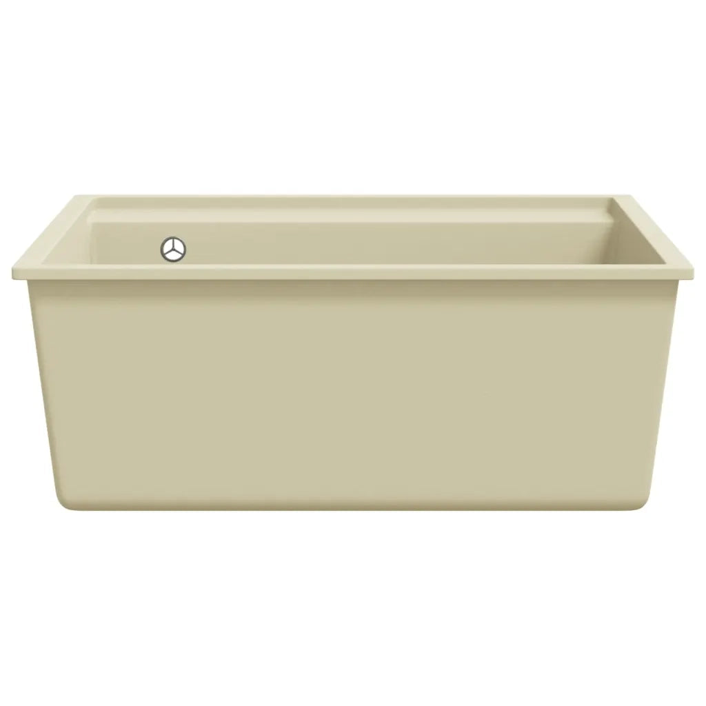 Lavello da Cucina con Foro Troppopieno Beige in Granito cod mxl 70263