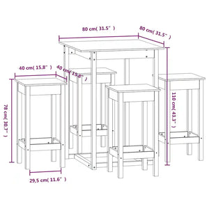 Set da Bar 5 pz in Legno Massello di Pino 3124737