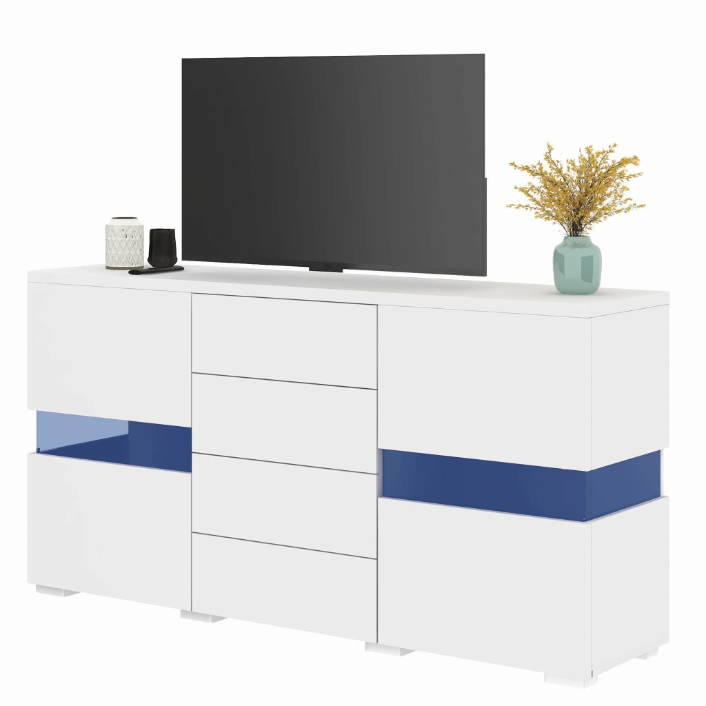 Sideboard con illuminazione LED a 16 colori - Zephmum - Hochglanz Wei?, per soggiorno e sala da pranzo