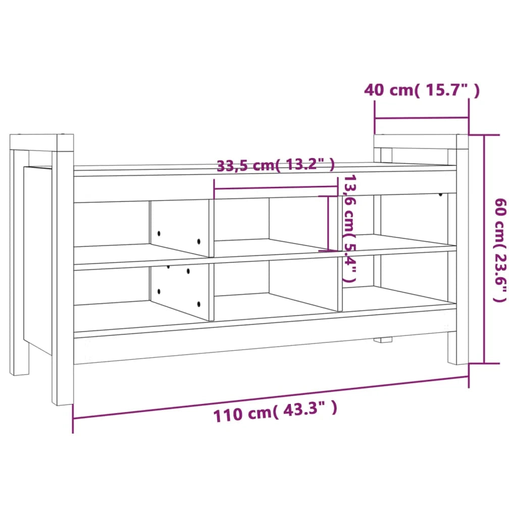 Panca da ingresso 110 x 40 x 60 cm in legno massello di pino grigio 02_0010801