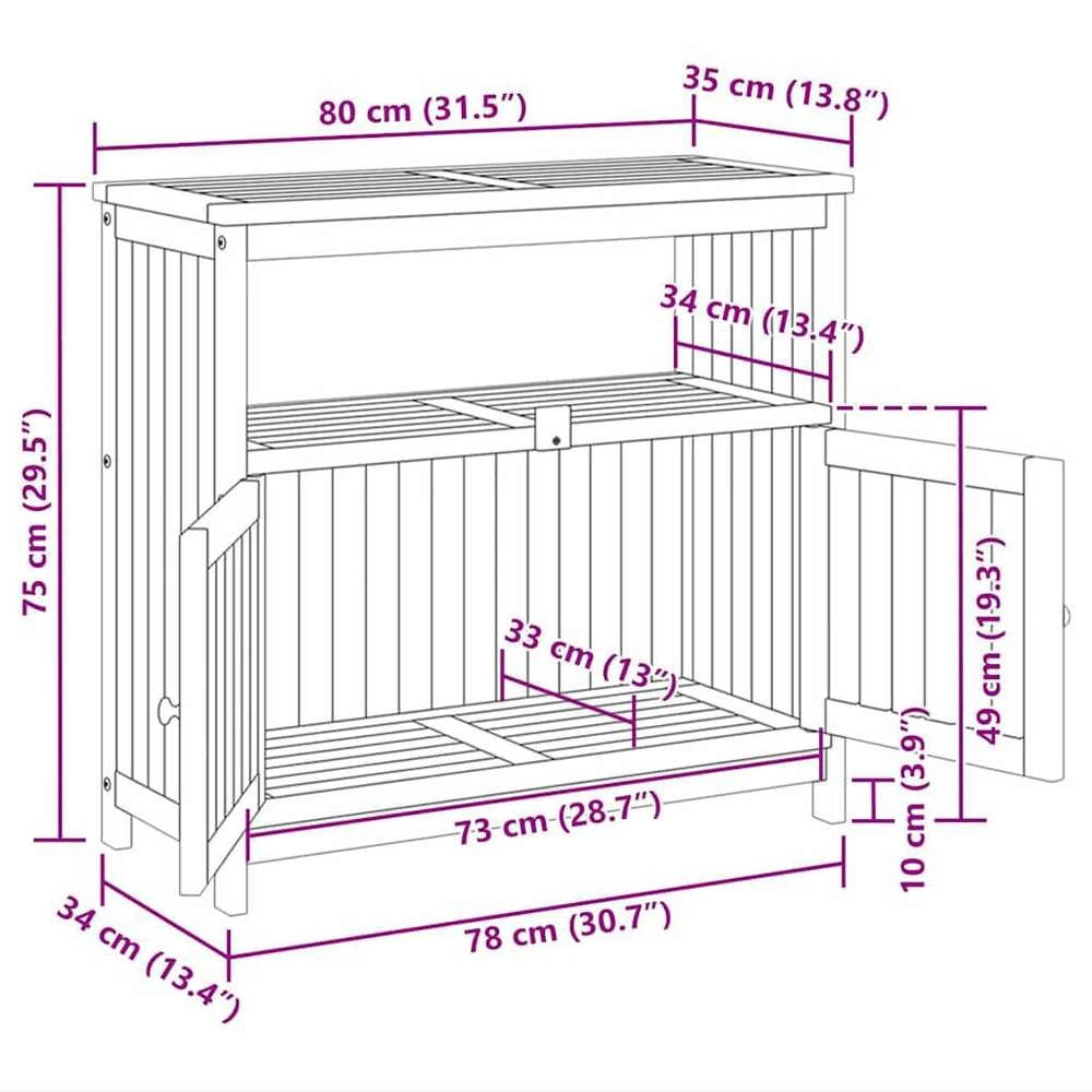 Garden Console Table 80x35x75 Cm Solid Acacia Wood