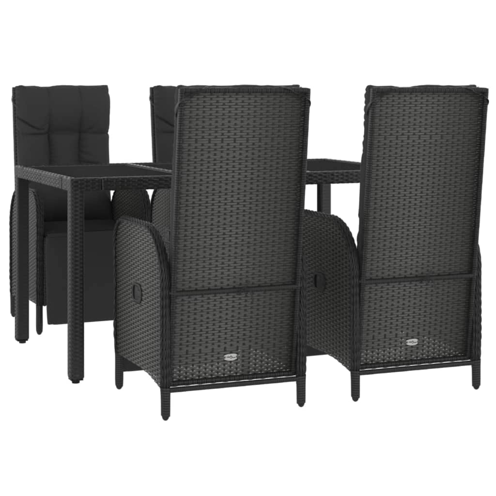 Set da pranzo da giardino in vimini di resina nera da 5 pezzi e cuscini 02_0014869