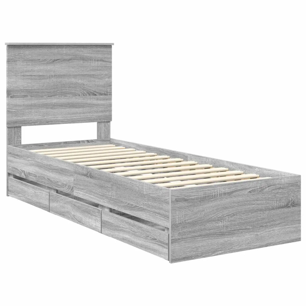 Struttura del letto con cassetto Grigio Sonoma 75 x 190 cm 3411171