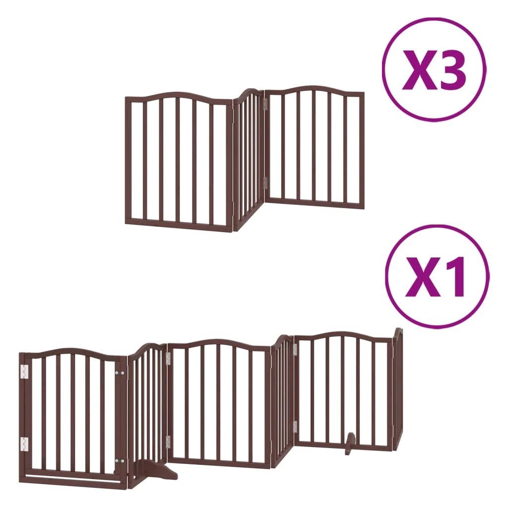 Cancelletto di sicurezza per animali domestici porta pieghevole 15 pannelli legno di pioppo marrone 02_0023212