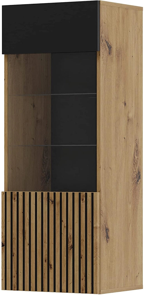 MOBILE A COLONNA VETRINA SOGGIORNO AURIS 45x37x115cm  ROVERE NERO OPACO