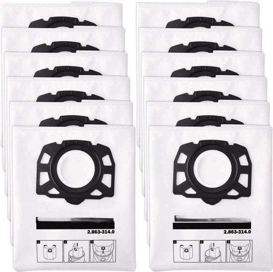 Pacchetto con 10 sacchetti per aspirapolvere Kärcher KWD1, KWD2, KWD3, WD2 Plus, WD3, sostituzione per KFI 357