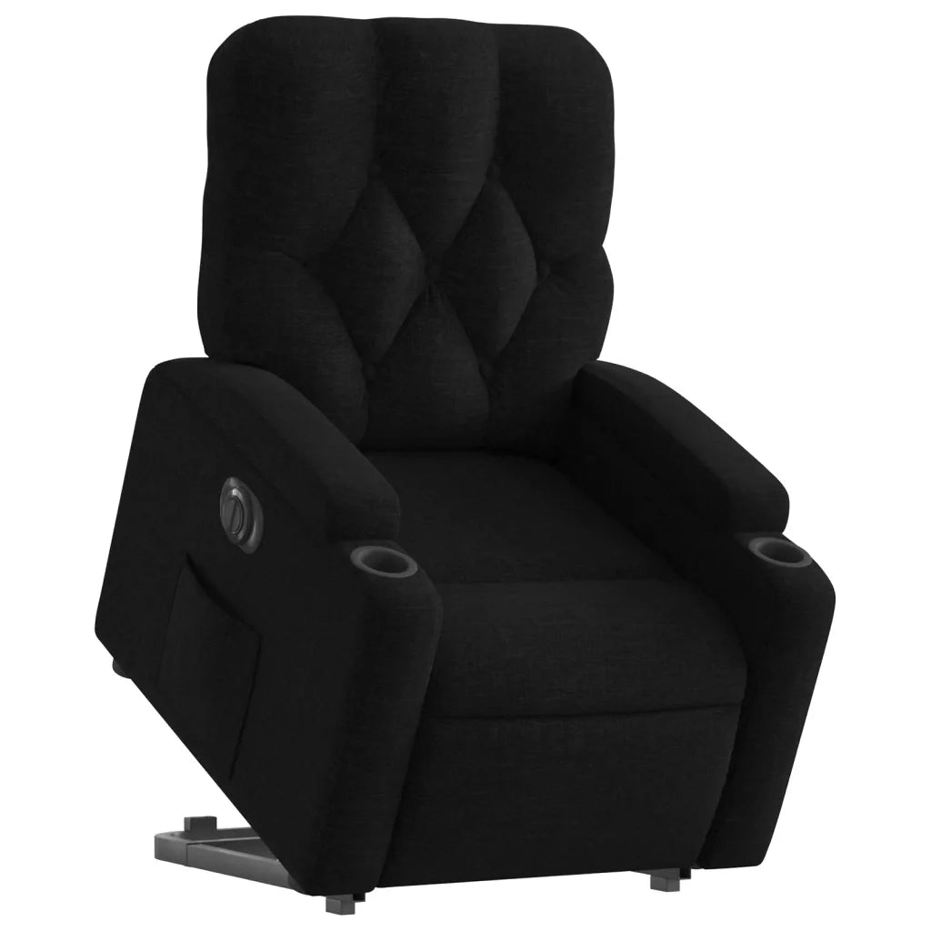Poltrona Alzapersona Reclinabile Elettrica Nera in Tessuto 3204736