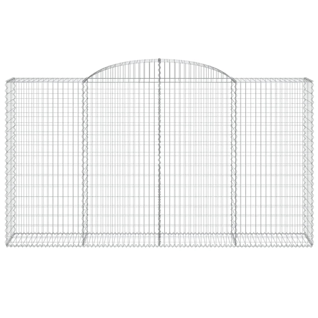 Cestini gabbioni recinzione a gabbia muro di contenimento ad arco 10 pezzi 300 x 50 x 160/180 cm ferro zincato argento 02_0040265