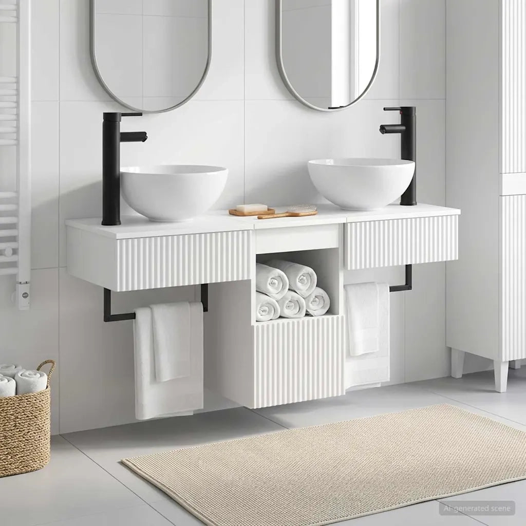 Set di mobili per il bagno 3 pz Bianco Lucido 3405581