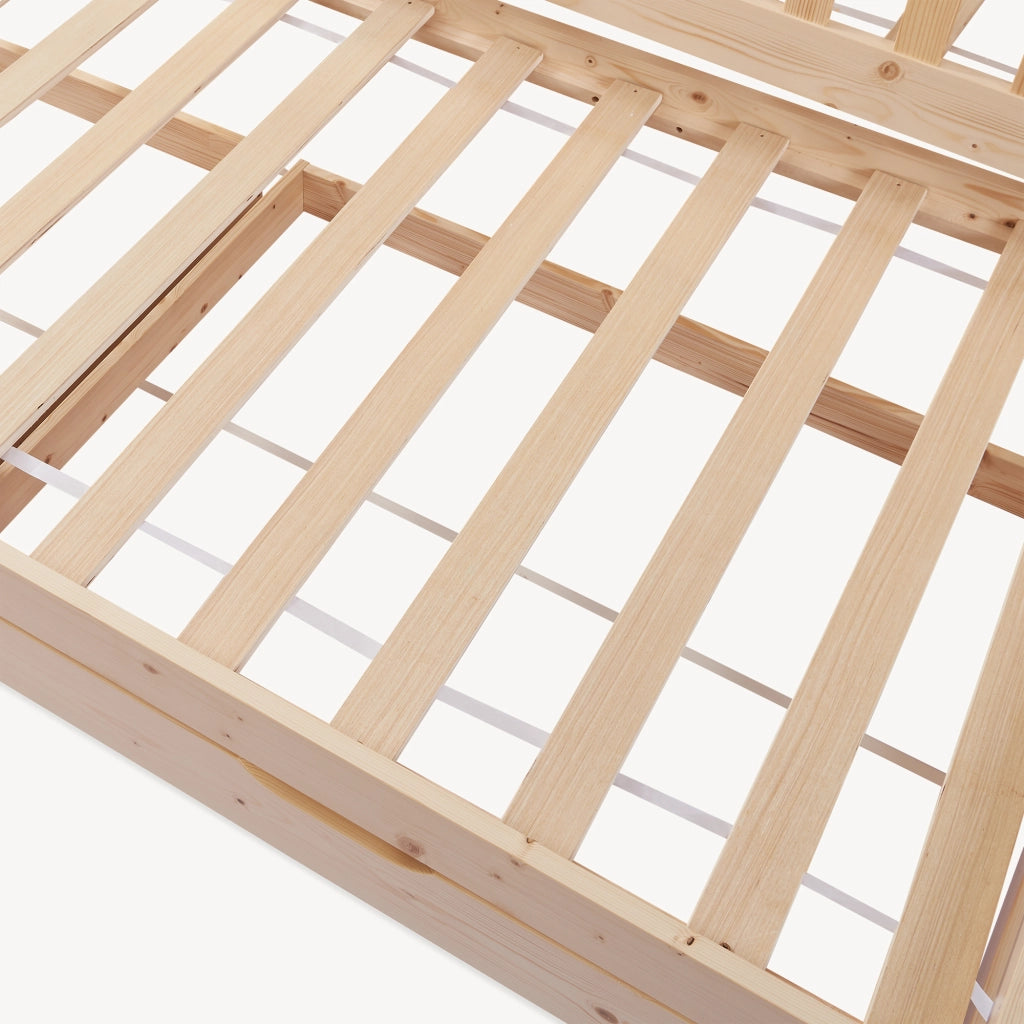 Letto a Casetta per Cameretta Aarghonmaa in Legno di Pino con Letto Estraibile e 2 Cassetti 90x200 cm - Naturale [en.casa]