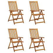 Sedie da Giardino Reclinabili 4 pz con Cuscini Massello Acacia 3065349