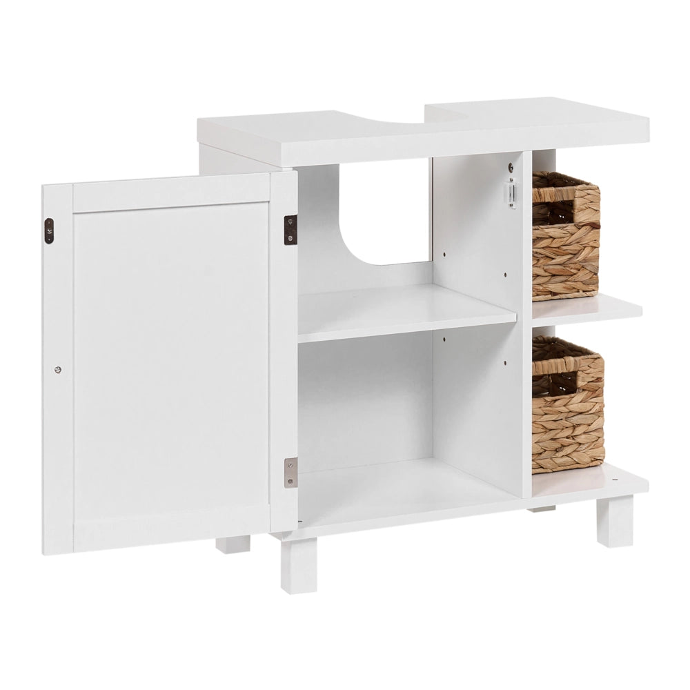 Mobile da bagno da appoggio in MDF con ripiani, bianco stile tradizionale
