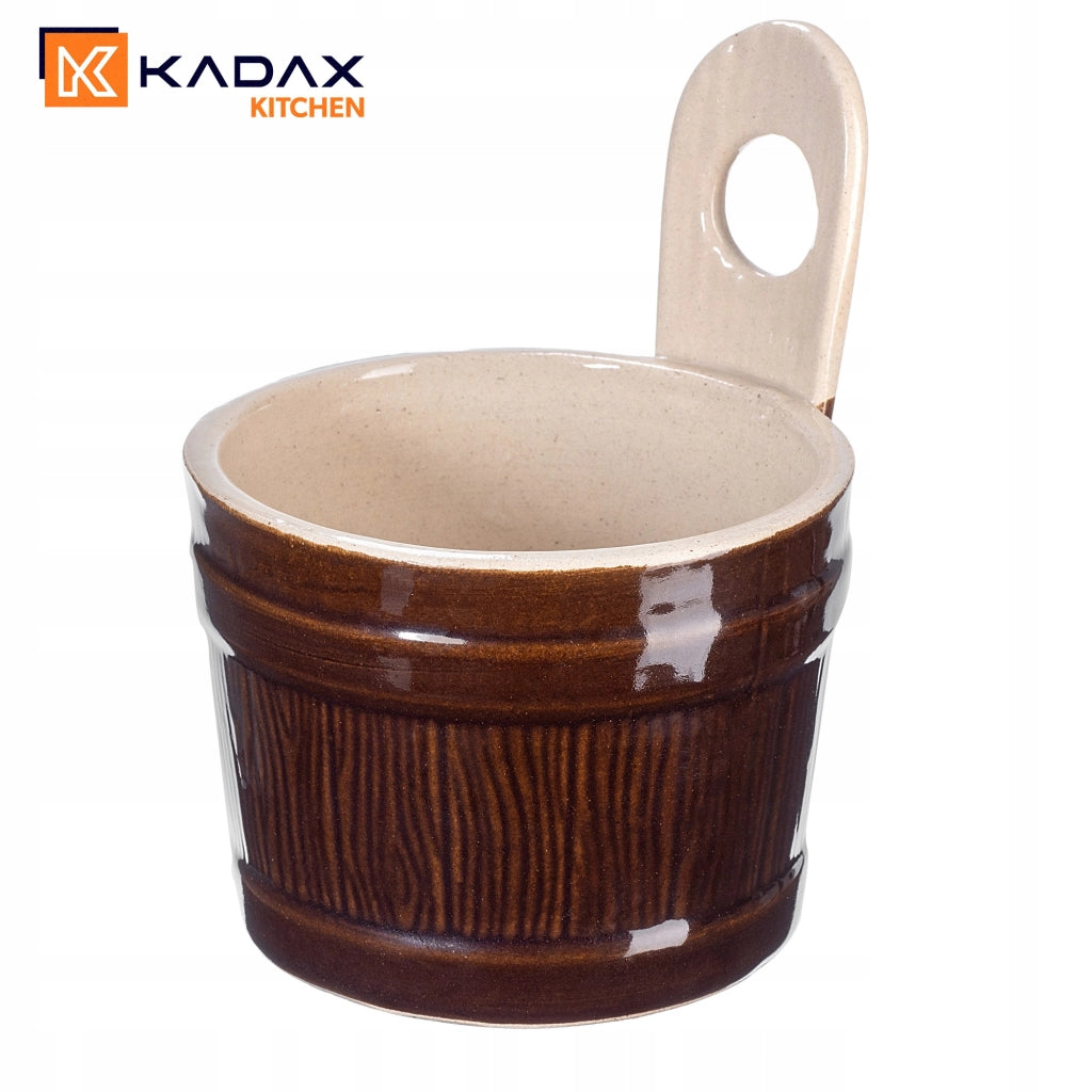 Pentola in gres KADAX con misurino per latte, contenitore per alimenti da 1 litro, gres, Polonia