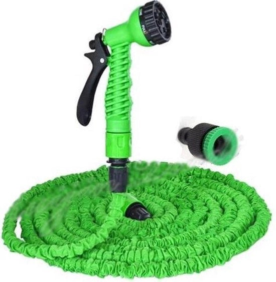 Serpentino flessibile per giardino - Verde - 15 metri di estensione con testa da giardino 7 in 1