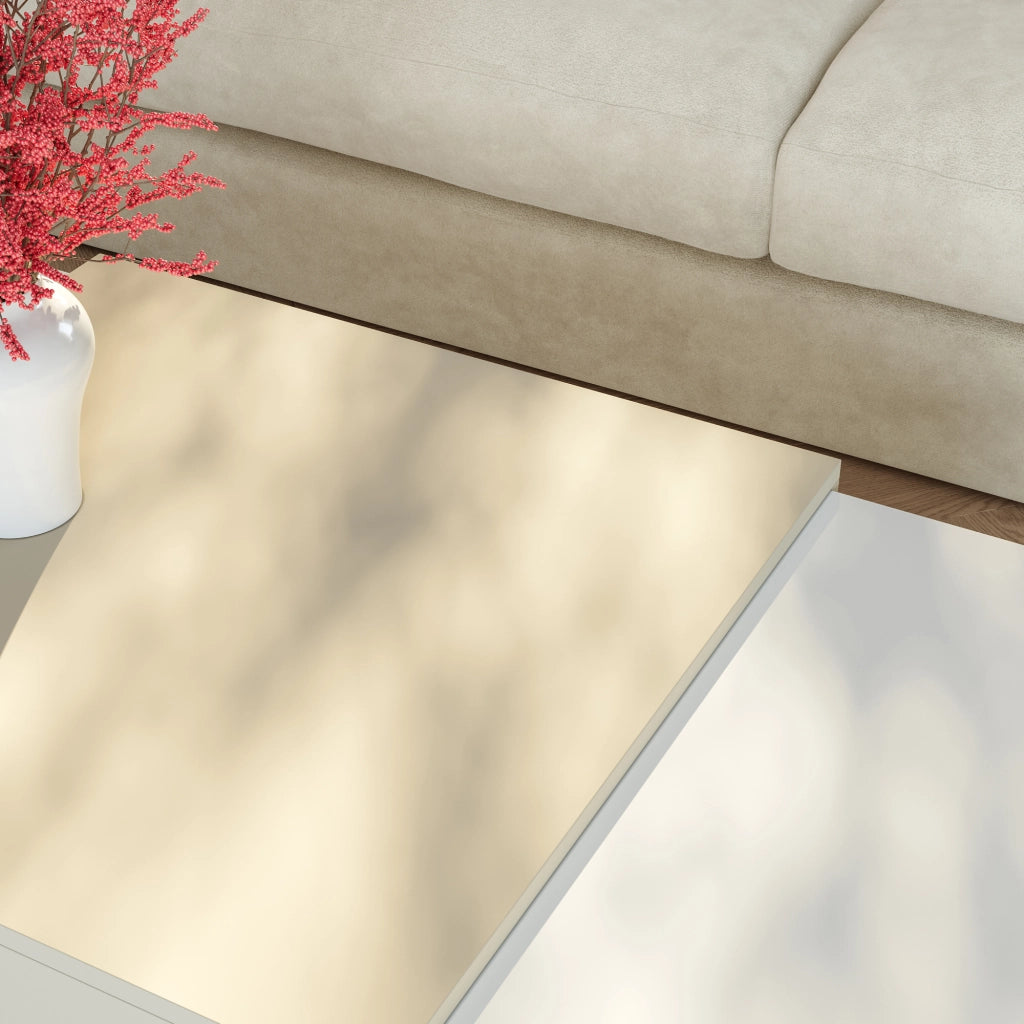 Tavolino da Salotto Eljak con Scomparti Laterali 110x57x31 cm Bianco / Avena Oatmeal [en.casa]