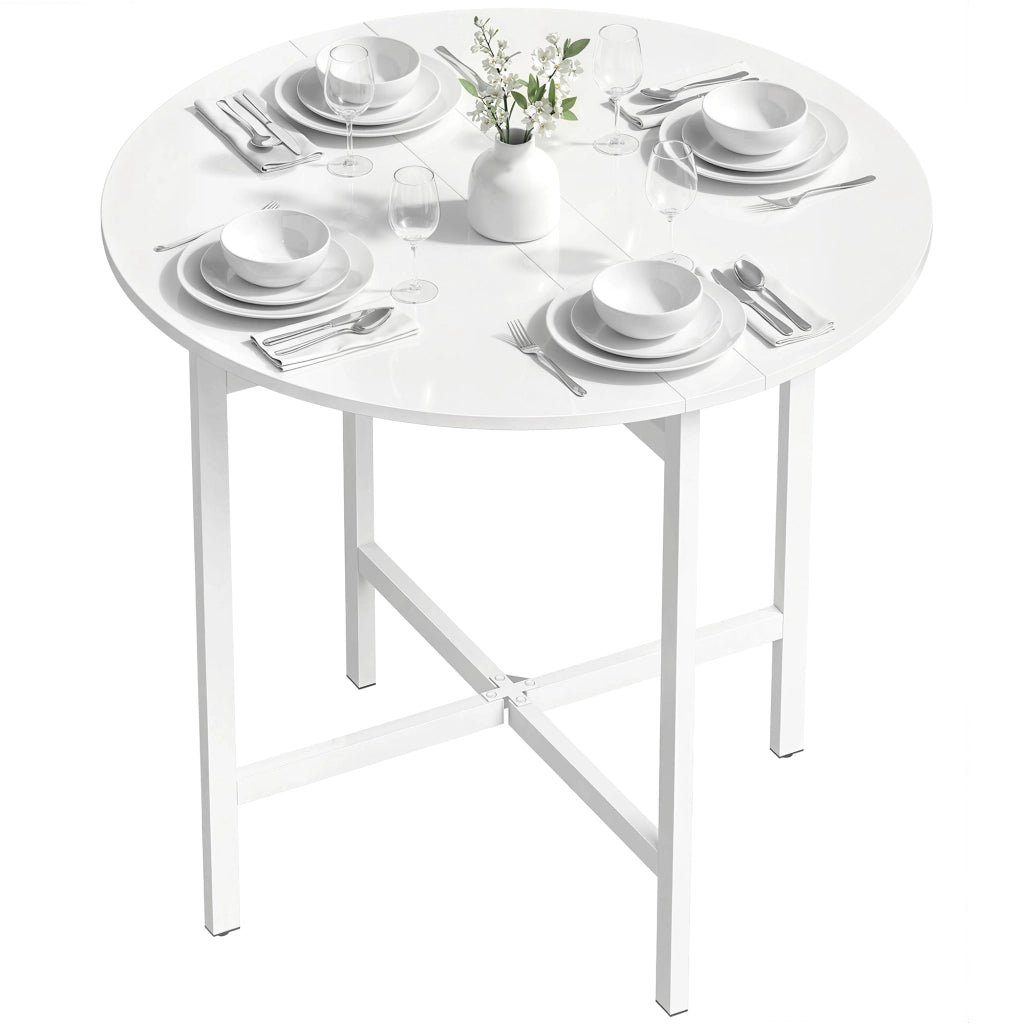 Tavolo da pranzo pieghevole rotondo ¨C zephmum ¨C bianco 80 cm 4 persone