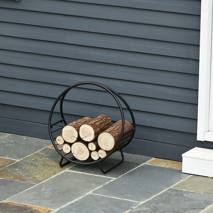 Portalegna per Camino 45x29,5x47 cm in Ferro Battuto  Nero