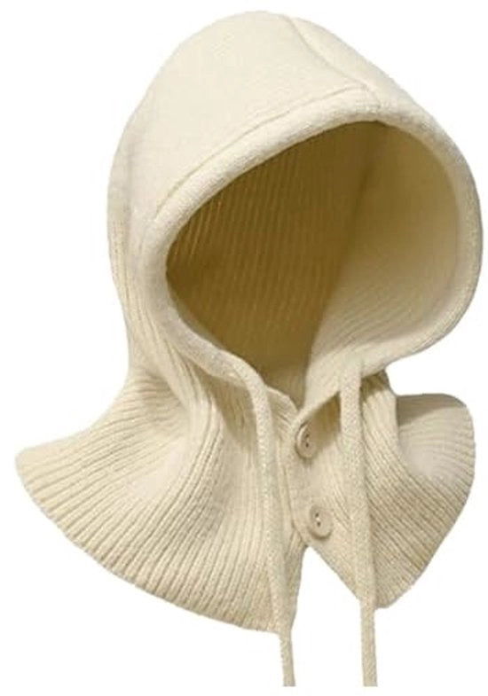 Muffa in lana artigianale, scialle da donna, cappello da campeggio in lana artigianale per donna e attività all'aperto (bianco sbrecciato)