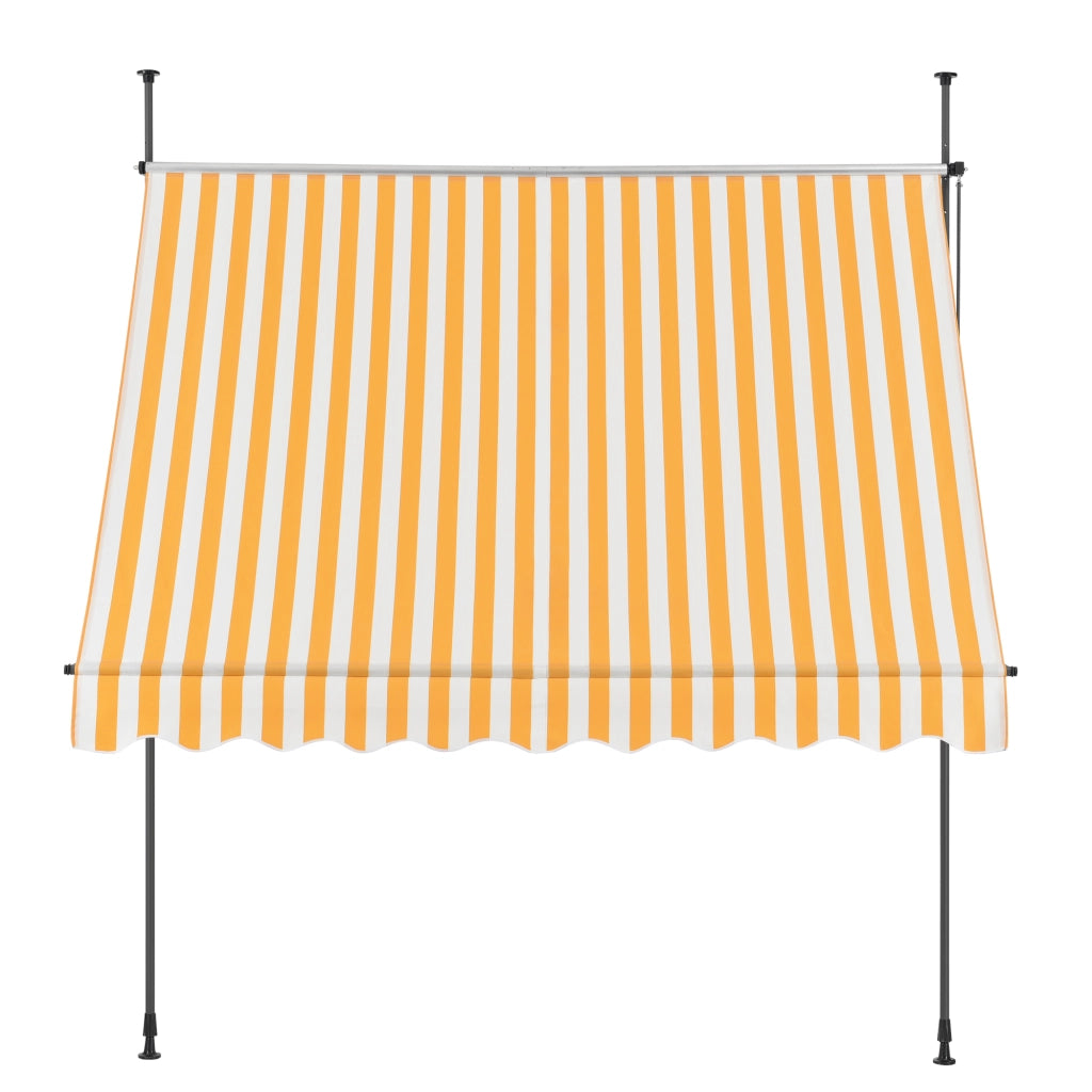 Tenda da Sole a Muro con Pali di Supporto Telescopici Parasole 350 x 120 cm (LxP) Giallo-Bianco pro.tec
