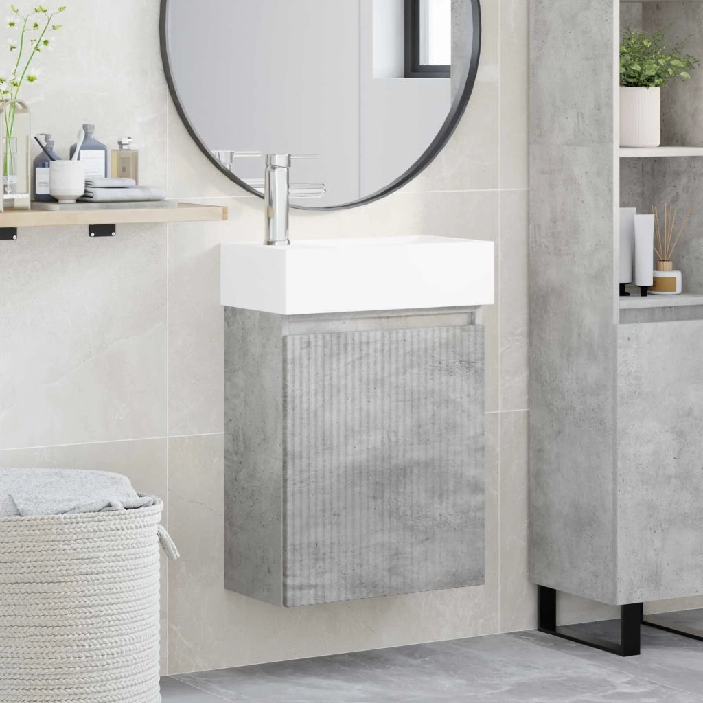 Mobile bagno con rubinetto Grigio Cemento 45,5 x 22,5 x 84 cm
