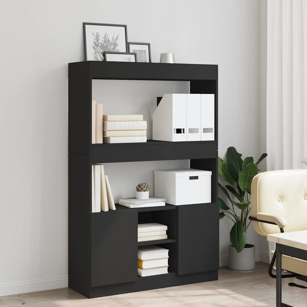 Credenza | Madia | Buffet da pranzo | Armadio da pranzo Nera 92x33x140 cm in Legno Multistrato