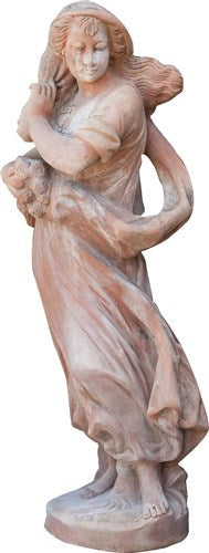 Biscottini Statua invecchiata, in terracotta toscana 100% Made in Italy interamente Lavorata a Mano L37xPR40xH142 cm.