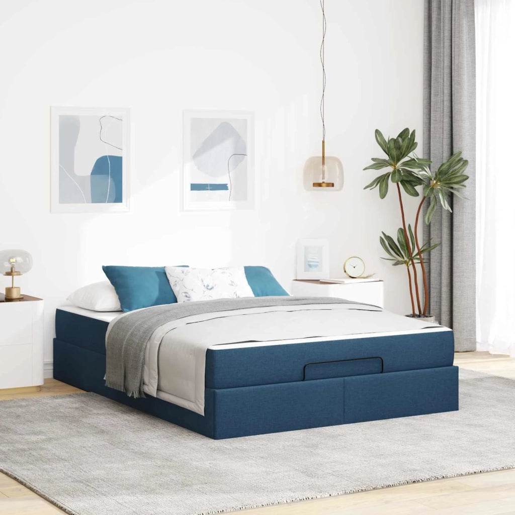 Struttura letto con materasso con materasso 2 pcs Blu Tessuto