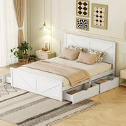 Letto in legno con 4 cassetti 160x200 mm pino bianco