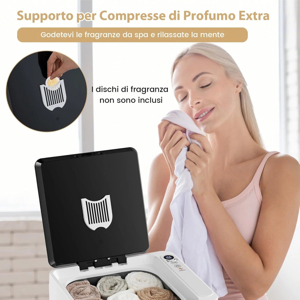 COSTWAY Scaldasalviette 23L, Scalda Salviette da Bagno Elettrico con Spegnimento Automatico, Timer a 6 Livelli e Display LED, Towel Warmer Spazioso per Spa, Terme e Albergo