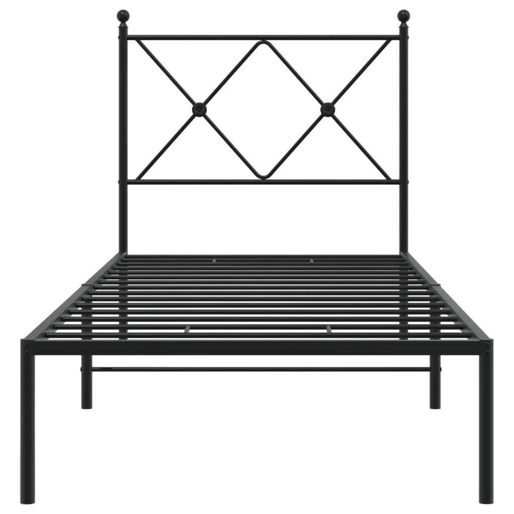 Giroletto con Testiera in Metallo Nero 75x190 cm 376492