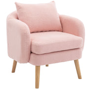 Poltrona con cuscino e seduta da 14 cm - in teddy velluto rosa - 71 × 72 × 71 cm