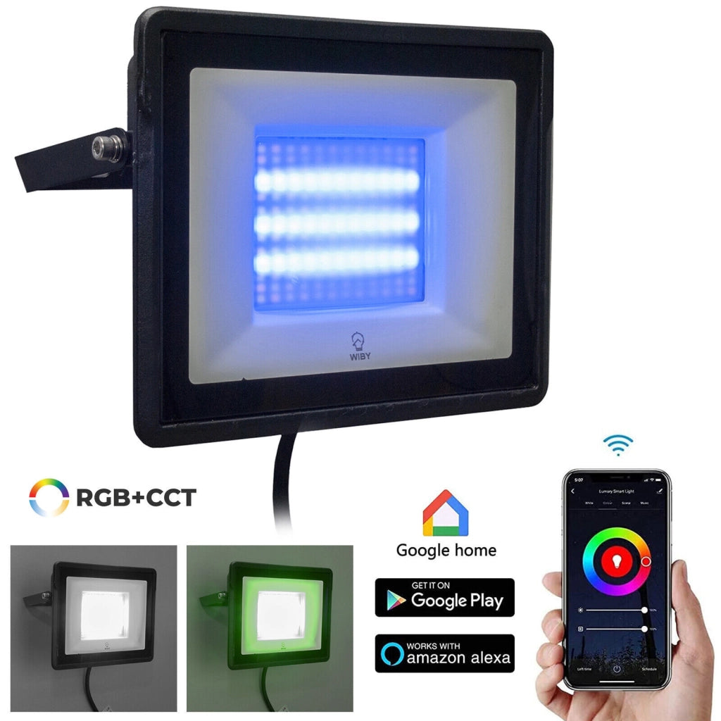 Faro a Led RGB da Esterno IP65 Smart Compatibile Google Alexa da 50W Proiettore
