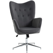 Poltroncina da Salotto Girevole con Braccioli in Velluto, con Dondolo e Altezza Regolabile, Grigio Scuro
