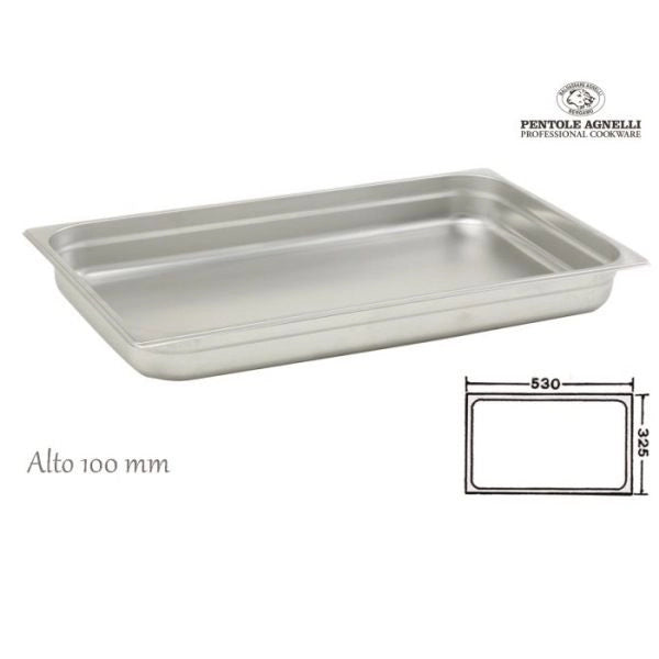 Contenitore in Acciaio Inox per Gastronomia 1/1 53 x 32,5 x 10 cm Agnelli