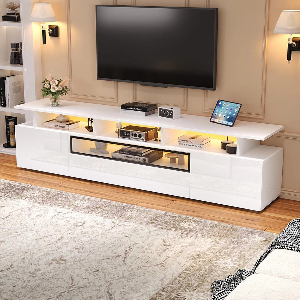 Mobile TV 180x38x45cm - Xylo - 2 Ante, 1 Cassetto, Luci LED, 10 Ripiani